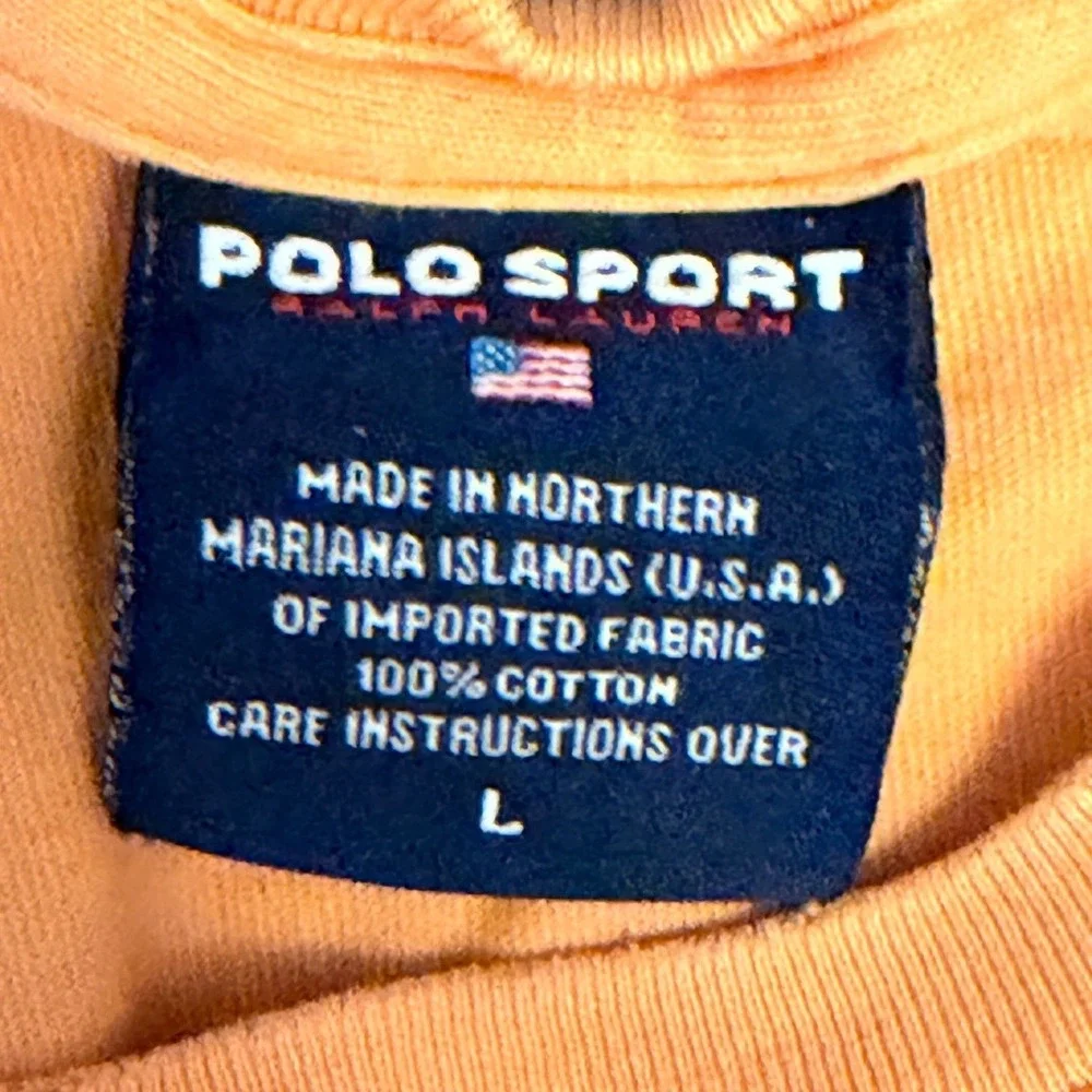 Vintage Polo Sport Ralph Lauren POLO 67 Graphic T Shirt Orange Large Cotton